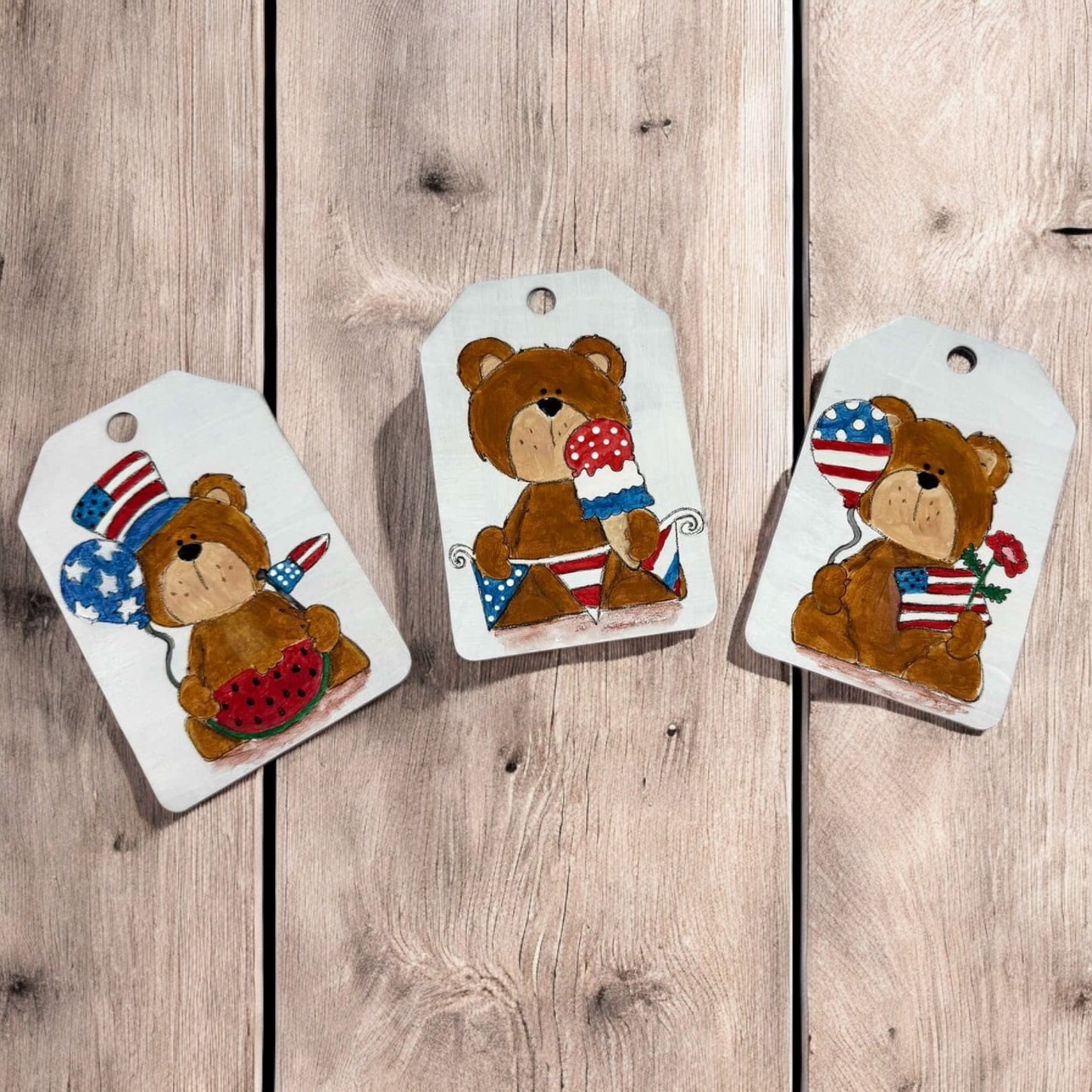 Red White and Bear Tags