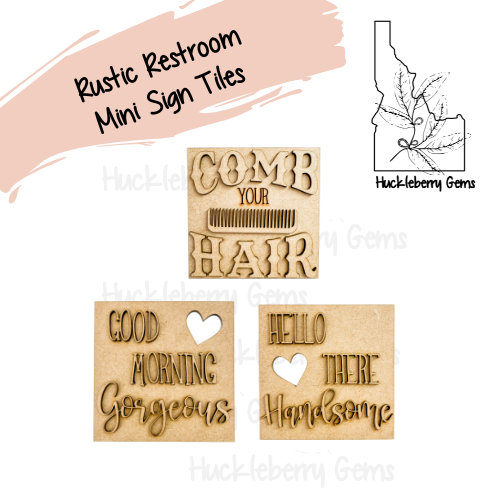 Rustic Restroom Mini Signs