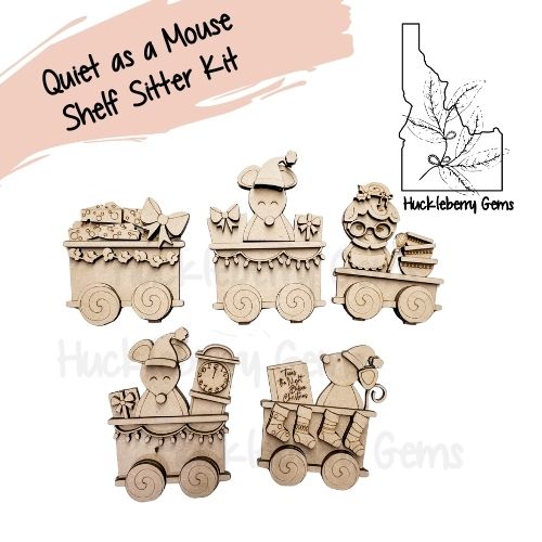 Quiet as a Mouse Train Cars Shelf Sitters