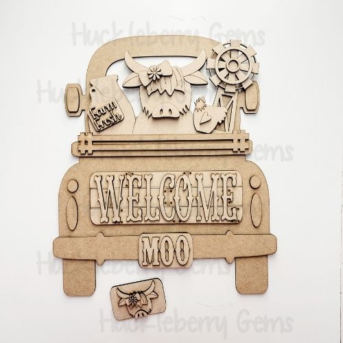 Highland Cow Welcome Interchangeable Truck Stand